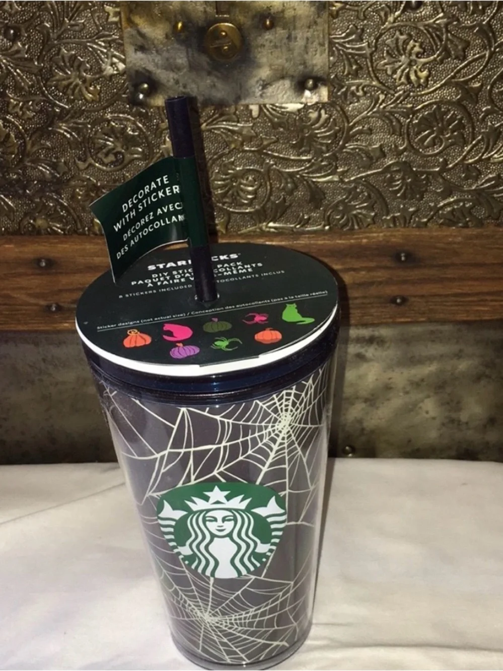 Starbucks 2021 NWT Glow In-The-Dark 16 oz Tumbler w/8 Stickers with Skeleton Ty